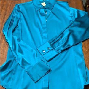 Ann Taylor teal silk shirt NWT
